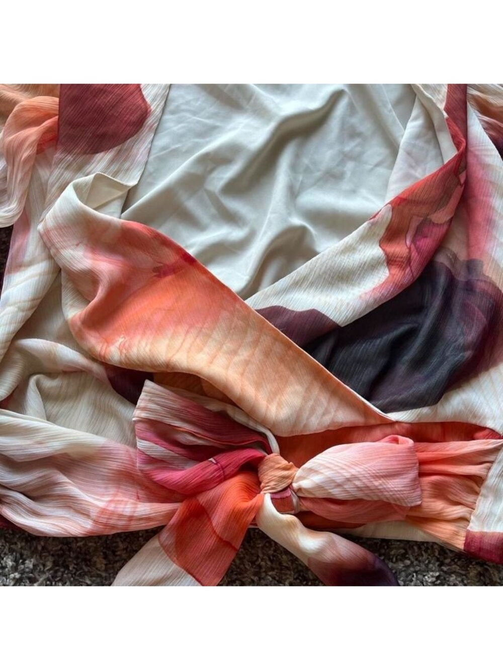 Express Cropped Tie Faux Rapped Top Size L Dainty Coquette Babydoll Feminine - Picture 3 of 8